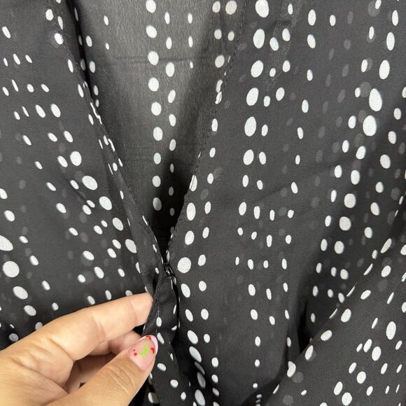 Momentum Sheer Cropped Blouse Women Plus Size 2x Black White Dots Whimsygoth - Picture 4 of 10